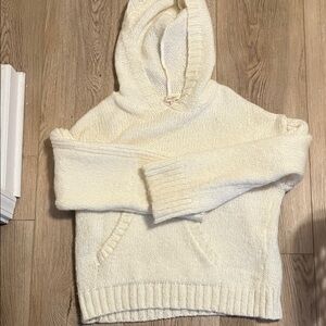 Pilcro Cream Knit Hooded Sweater